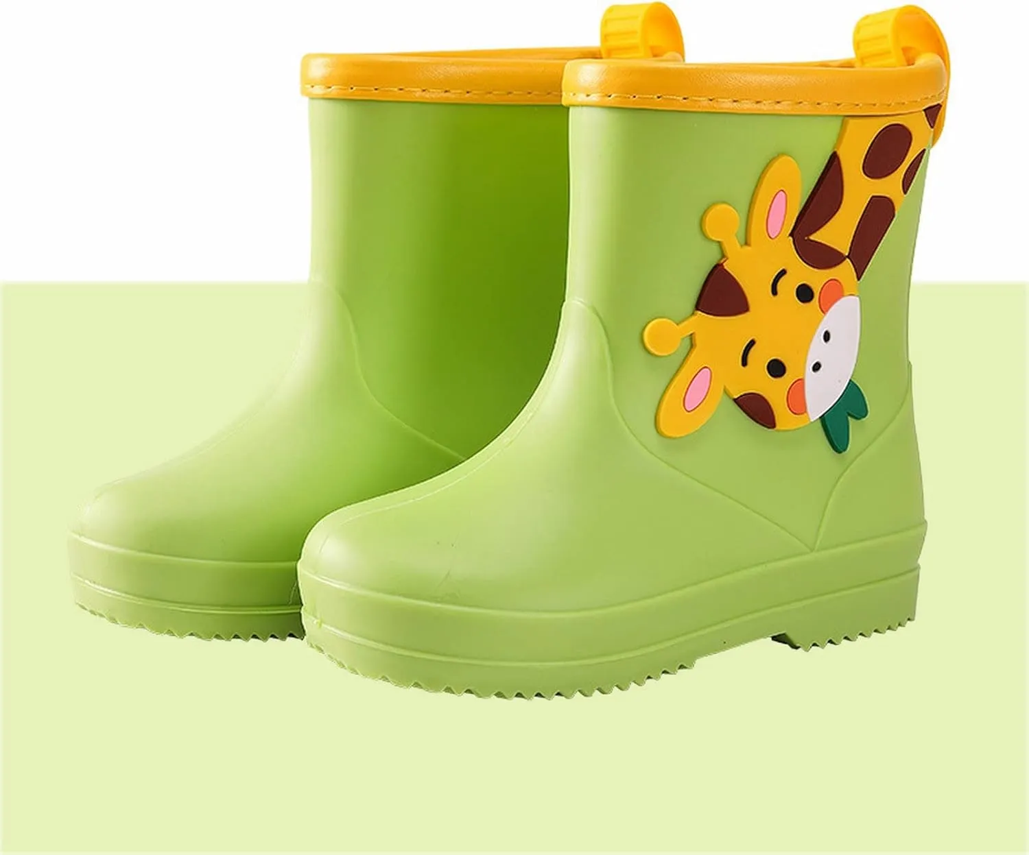 Toddler Rain Boots Boys Girls Giraffe Cartoon Rain Boots Kids Short Rainboots Easy-on Lightweight and Kids Water Shoes