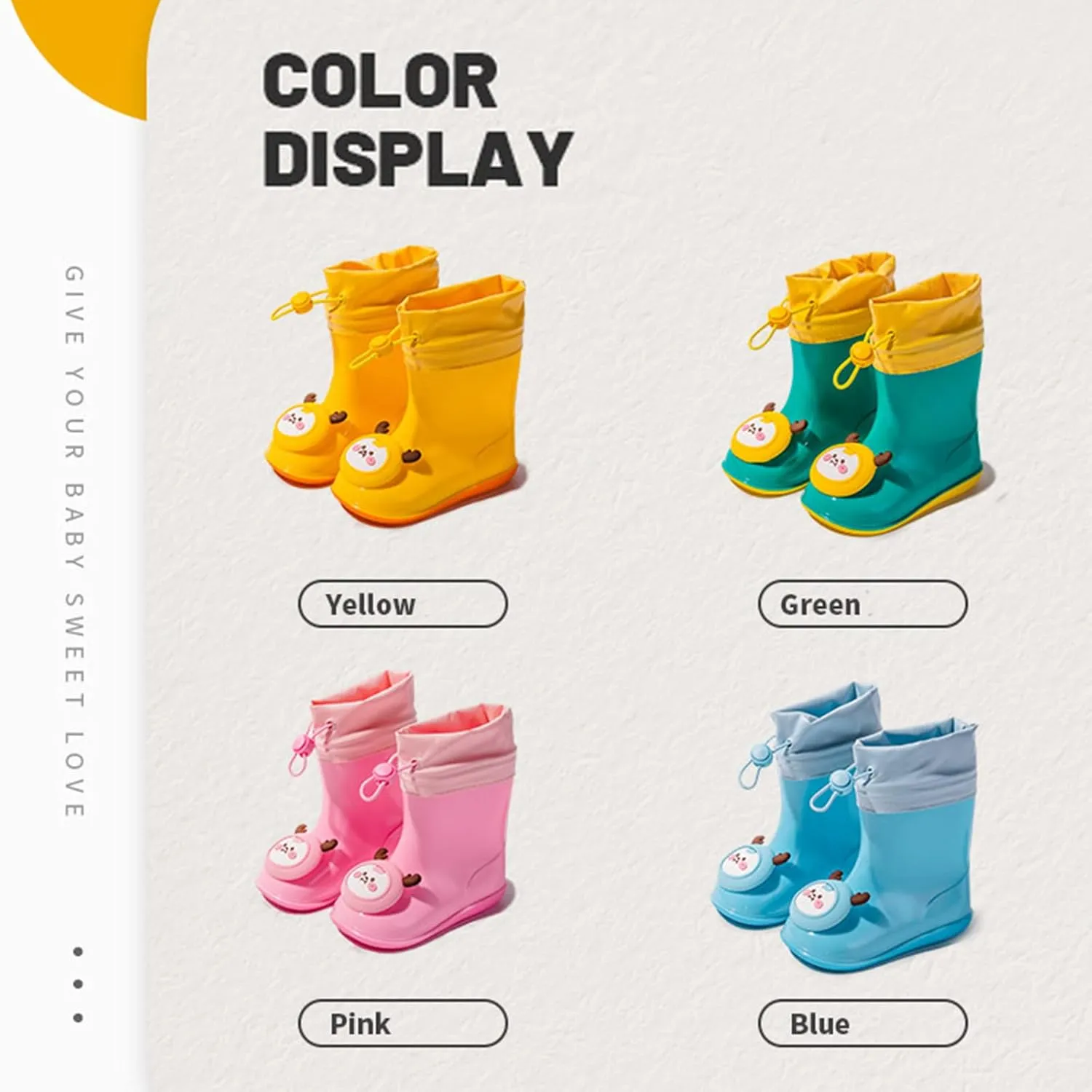 Toddler Rain Boots Water Proof Boots Rain Lightweight and Shoes Lined Boots Rubber for Children Rain Infant Baby Boots