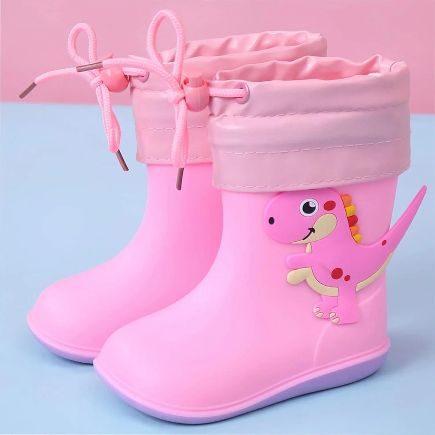 Toddler Rain Boots Waterproof Rubber Boots Kids Dinosaur Rain Boots for Girls Boys,Unisex-Child Outdoor Newborn Booties