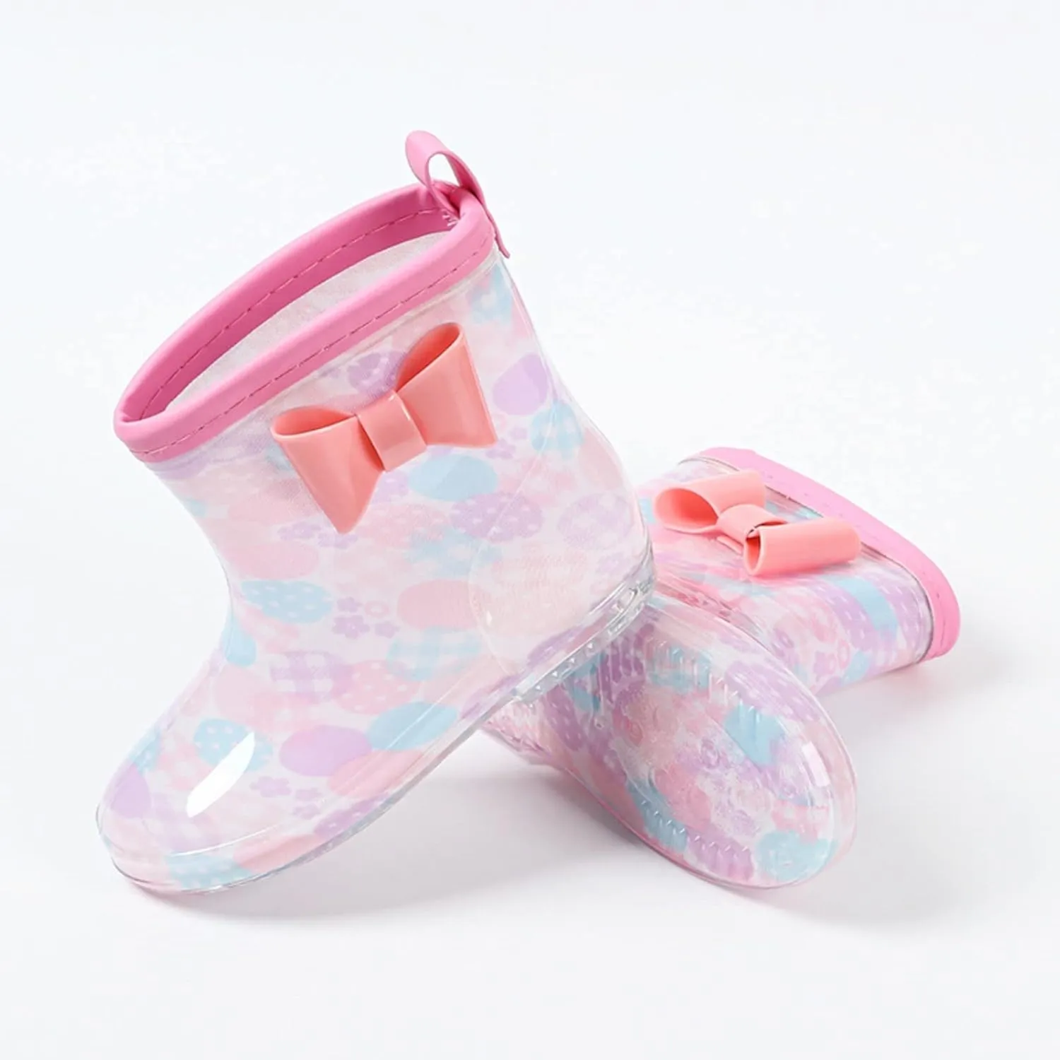 Toddler Rain Boots with Cute Bow Kids Waterproof Rubber Boots for Girls Boys Camouflage Rainboots Toddler Boy Shoes
