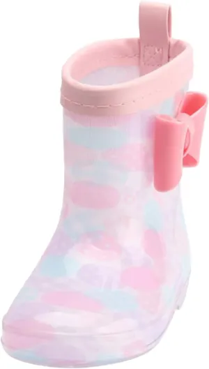 Toddler Rain Boots with Cute Bow Kids Waterproof Rubber Boots for Girls Boys Camouflage Rainboots Toddler Boy Shoes