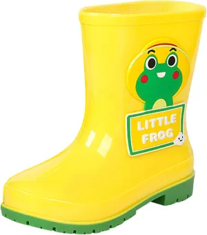 Toddler Rain Boots with Cute Cartoon Cow Kids Waterproof Rubber Boots for Girls Boys Soft Western Rain Boots Toddler