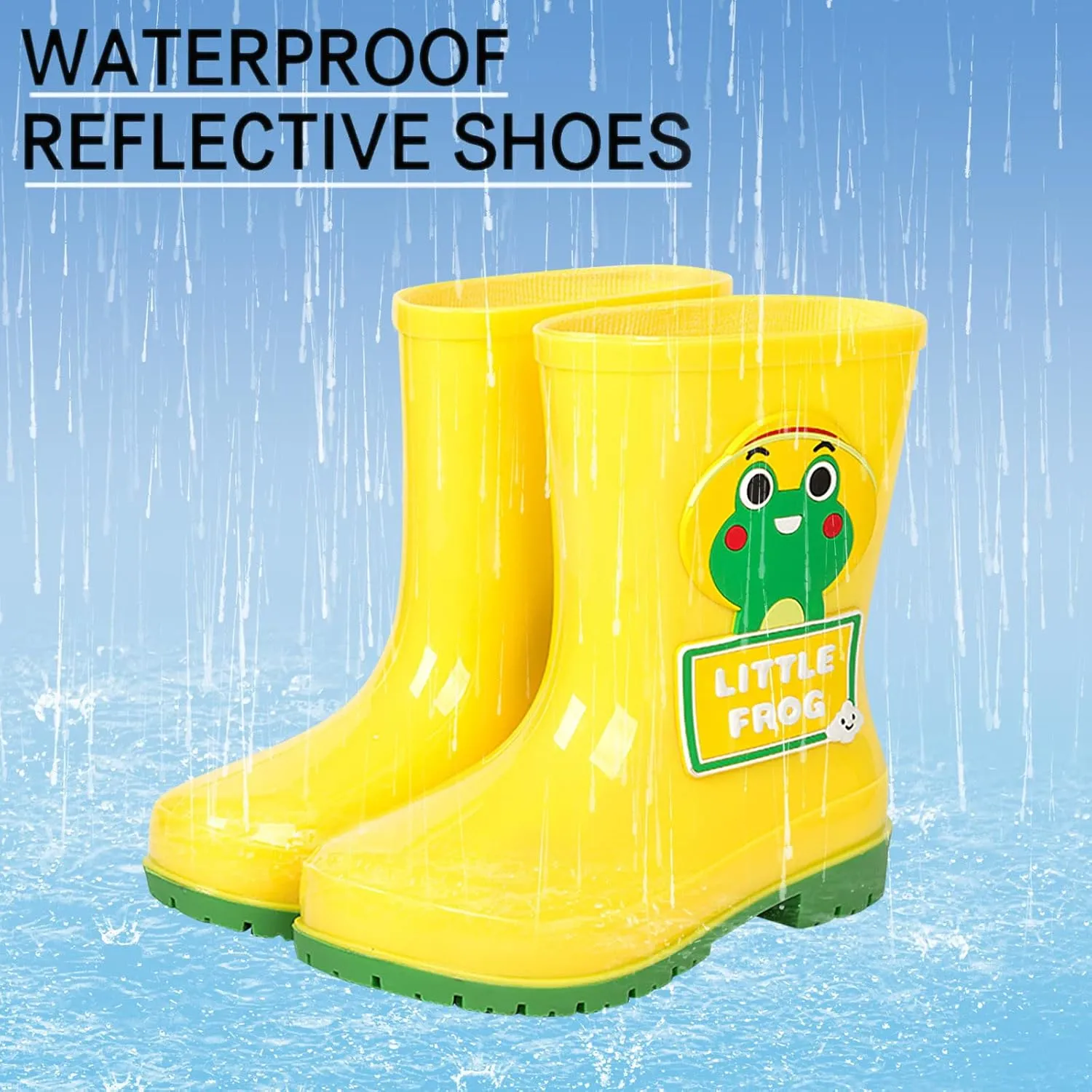 Toddler Rain Boots with Cute Cartoon Cow Kids Waterproof Rubber Boots for Girls Boys Soft Western Rain Boots Toddler