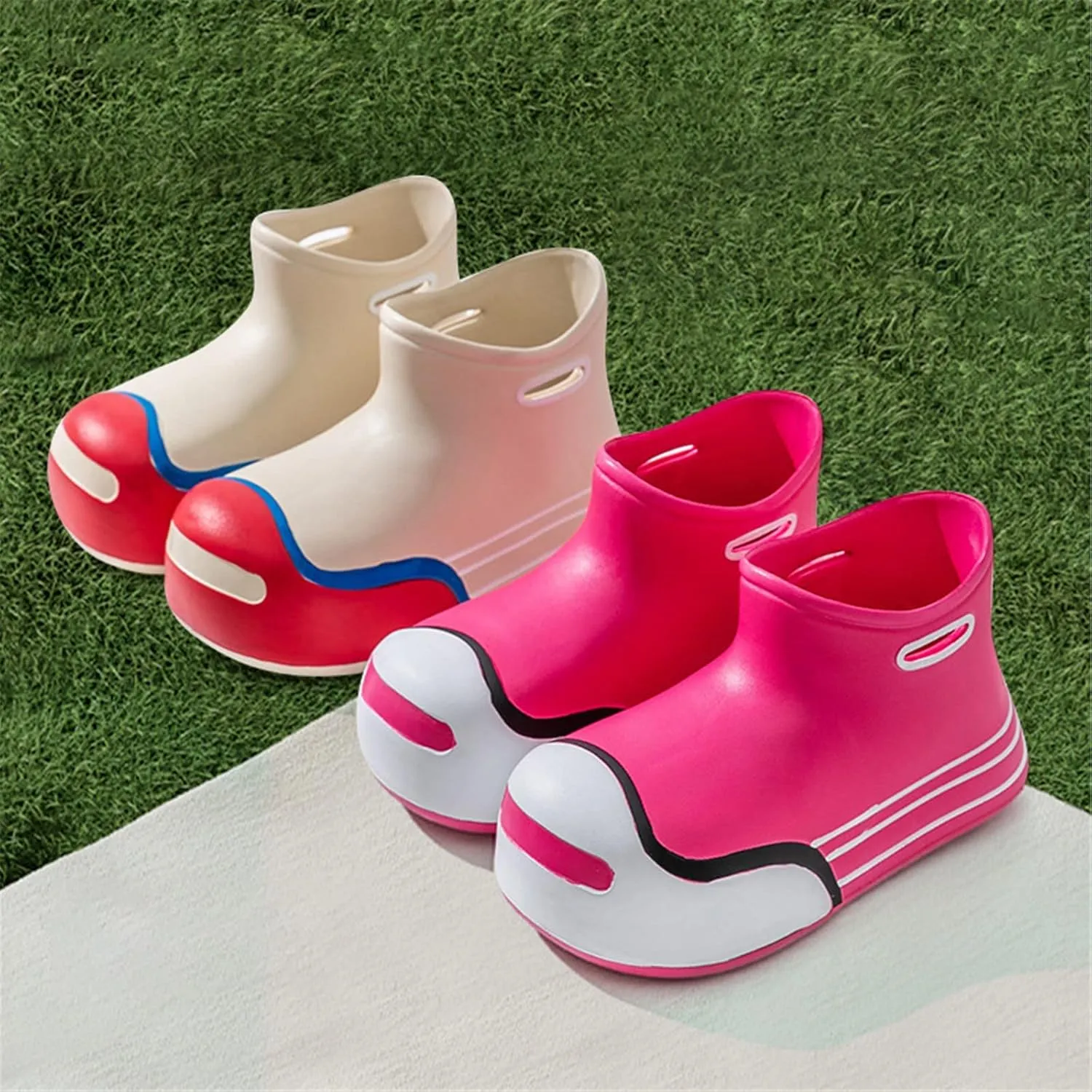 Unisex-Child Rain Boots Boys Girls Cute Short Rain Boots Waterproof Non Slip Water Boots Toddler Kids Newborn Booties