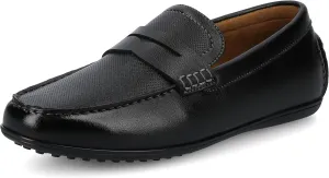 Vance Mens Yates Penny Loafer Casual Driving Shoe Perforated Faux Leather Round-Toe Slip-on 6mm Vance Comfort System Insole Wide Width Black 10.5 Wide Mens US