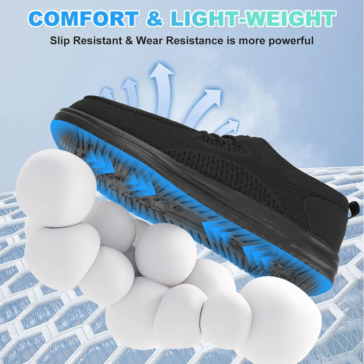 VikoViren Safety Steel Toe Sneakers Walking Shoes Lightweight Steel Toe Loafers Warehouse Industry Construction Shoes