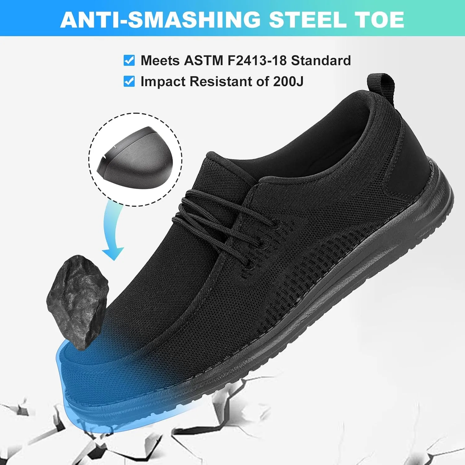 VikoViren Safety Steel Toe Sneakers Walking Shoes Lightweight Steel Toe Loafers Warehouse Industry Construction Shoes