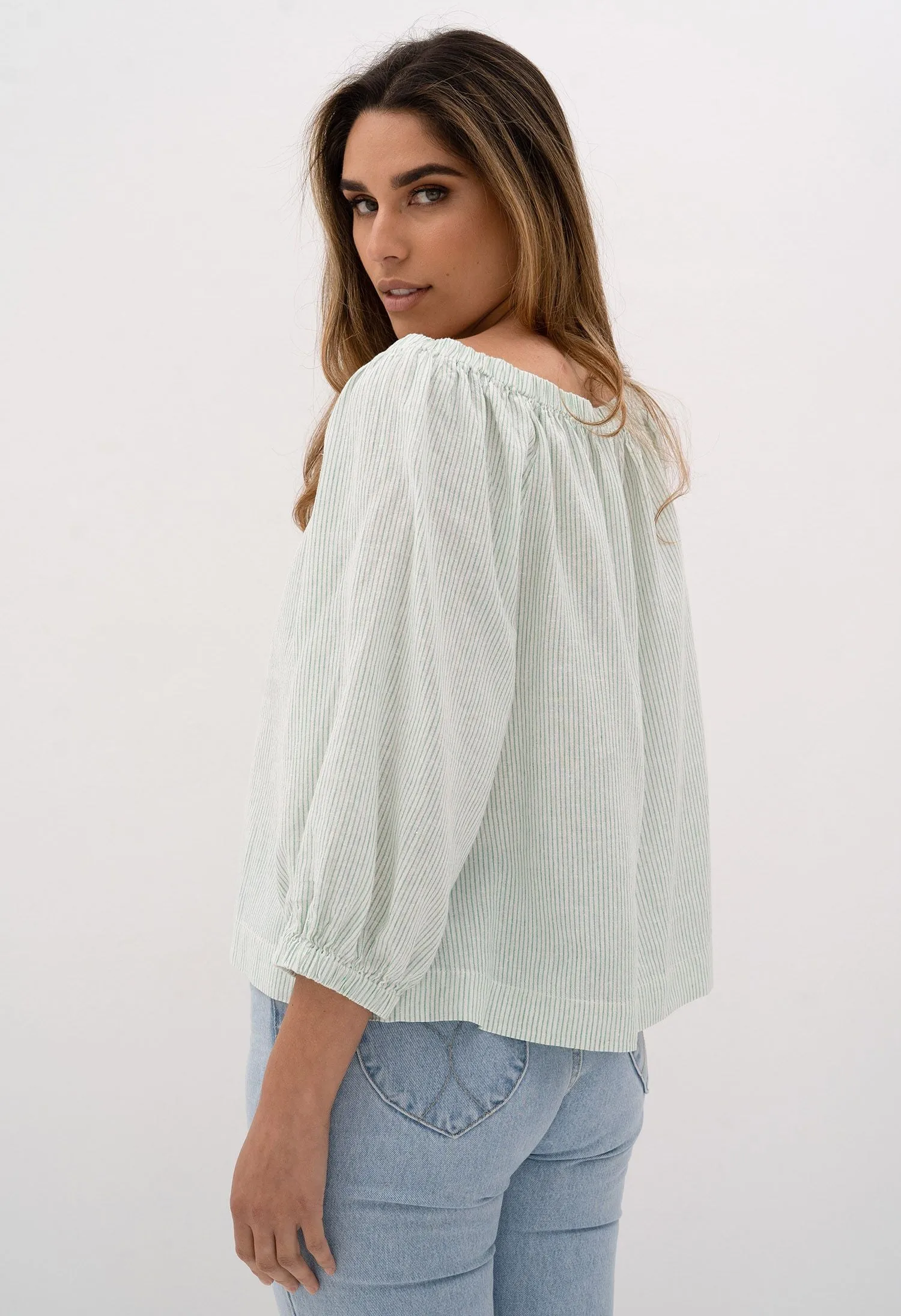 Voyage Blouse - Green Stripe  but