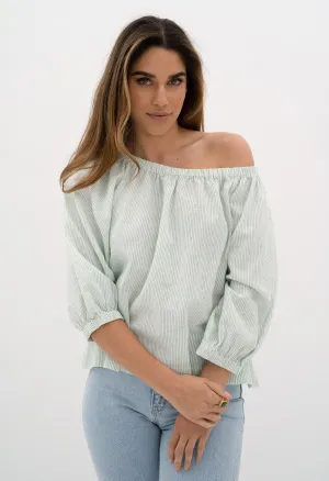 Voyage Blouse - Green Stripe  but