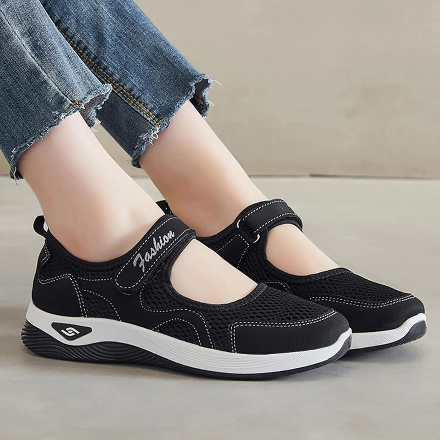 Walking Shoes Women Slip On Diabetic Foam Shoes Adjustable Working Nurse Shoe Lightweight Breathable Flat Outdoor Comfort Casual Fashion Sneakers with Arch Support