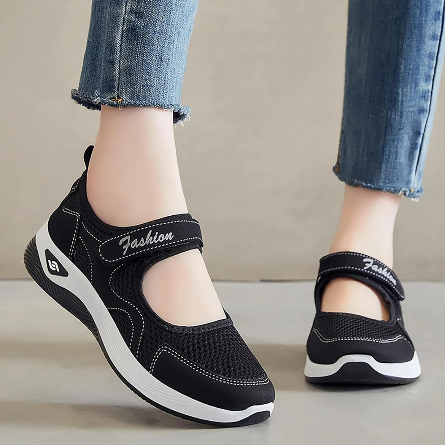 Walking Shoes Women Slip On Diabetic Foam Shoes Adjustable Working Nurse Shoe Lightweight Breathable Flat Outdoor Comfort Casual Fashion Sneakers with Arch Support