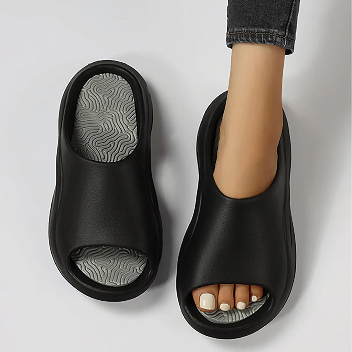 Wedge Sandals for Women Comfortable Wide Width Open Toe Platform Slippers with Arch Support Vacation Beach Shoes