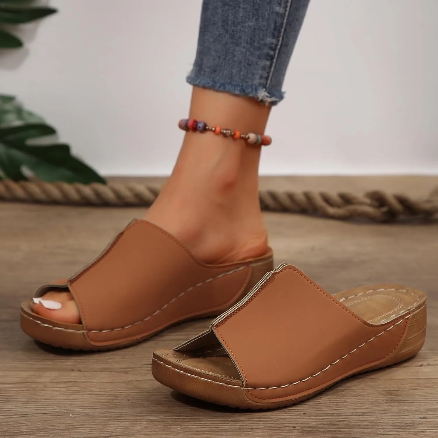 Wedges Sandals for Women Damping Sole Upgradation Stretch Comfortable Slippers Arch Support Cushion Slides Shoes