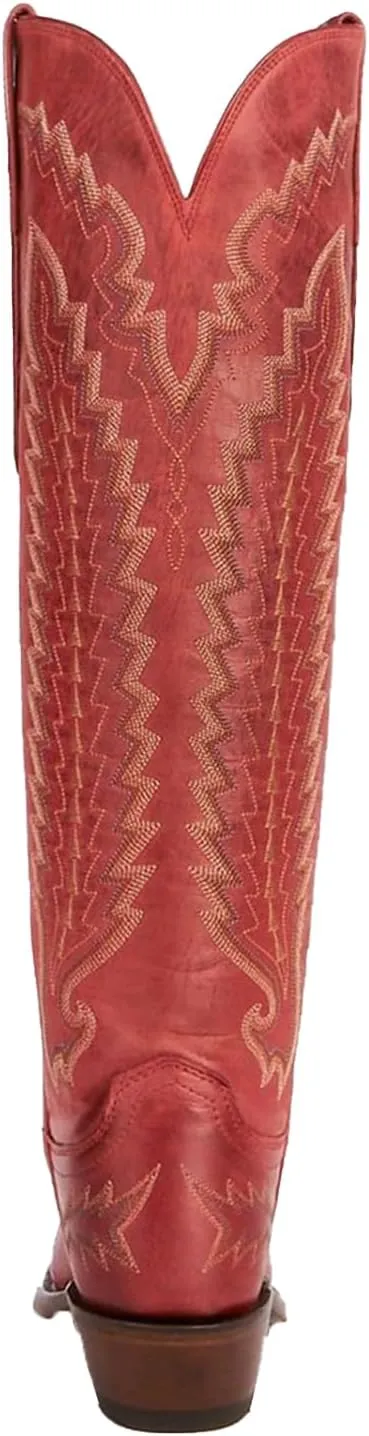 Western Boots Women, Knee High Cowboy Boots for Women Wide Calf Pointed Toe and Low Chunky Heel Cowgirl Boot with Classic Embroidered