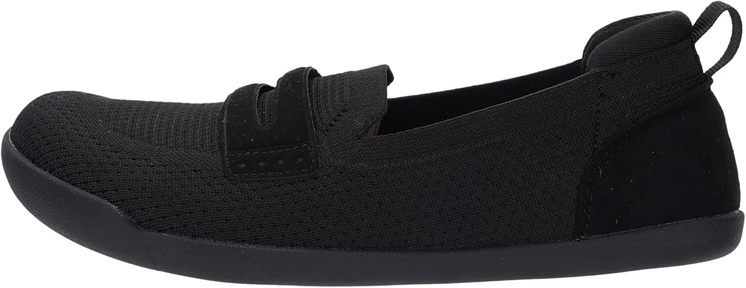 WHITIN Women's Round Toe Slip On Penny Loafers | Wide Width Barefoot Flats with Breathable Knit