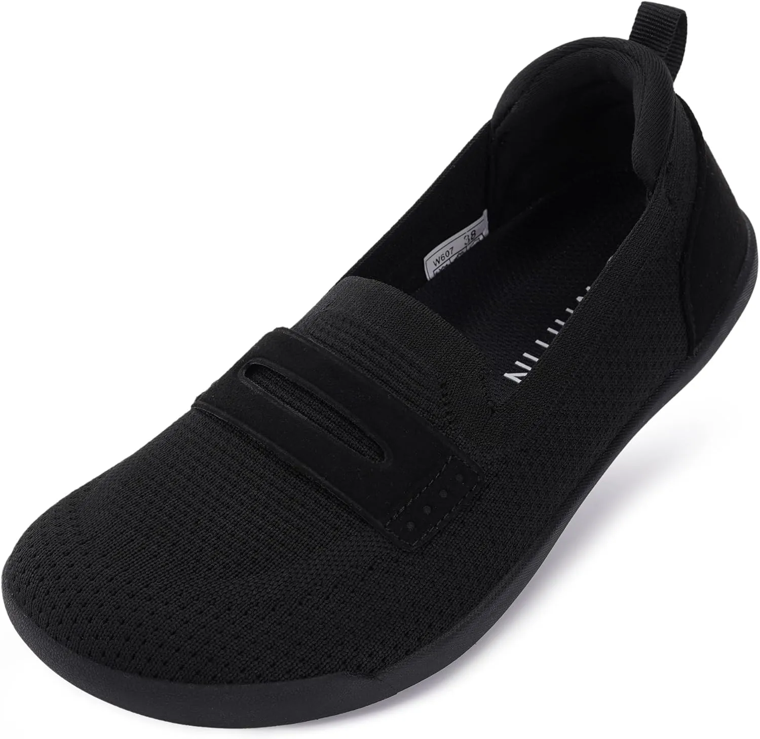 WHITIN Women's Round Toe Slip On Penny Loafers | Wide Width Barefoot Flats with Breathable Knit