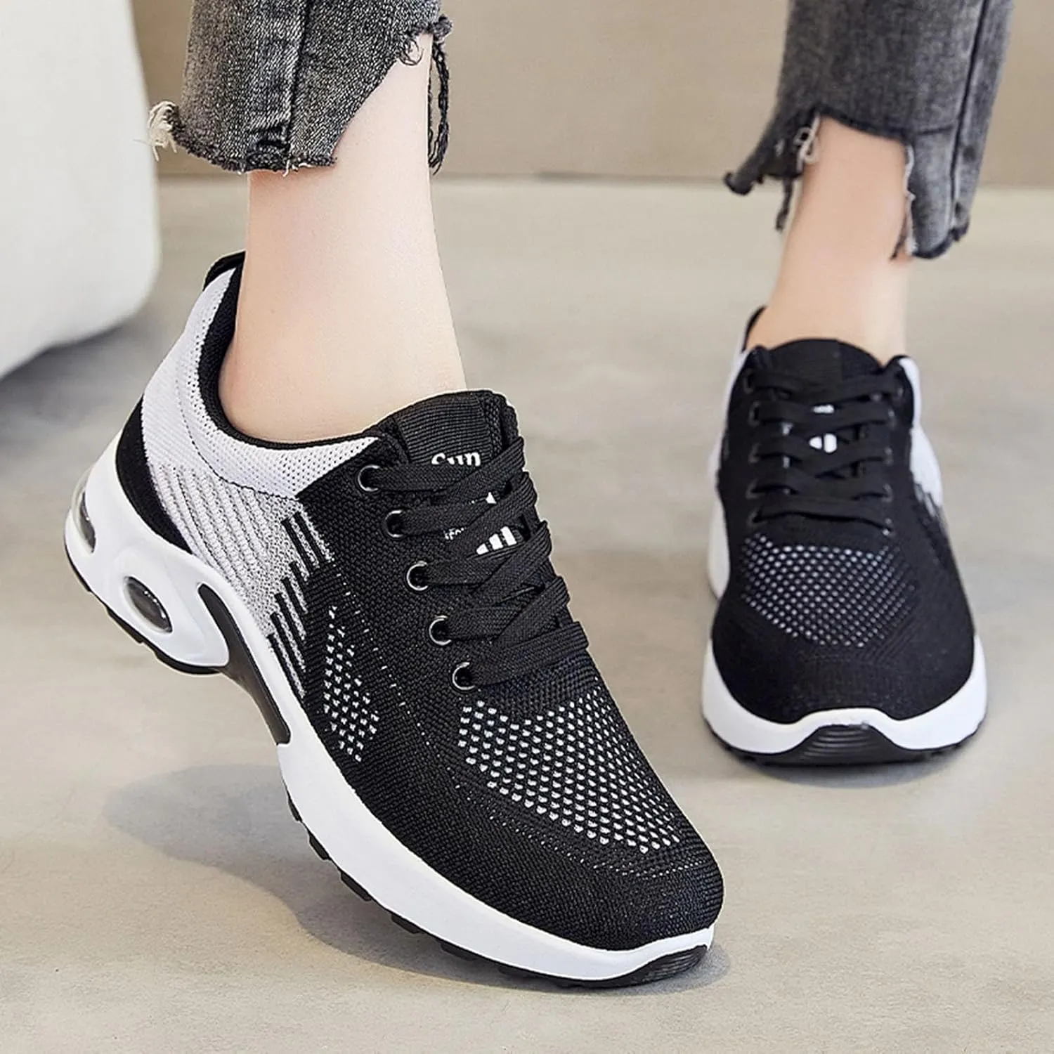 Wide Toe Box Shoes Women Gym Jogging Walking Sneakers Comfy Breathable Mesh Fashion Sneakers Zero Drop Sole Width Shoes with Arch Support