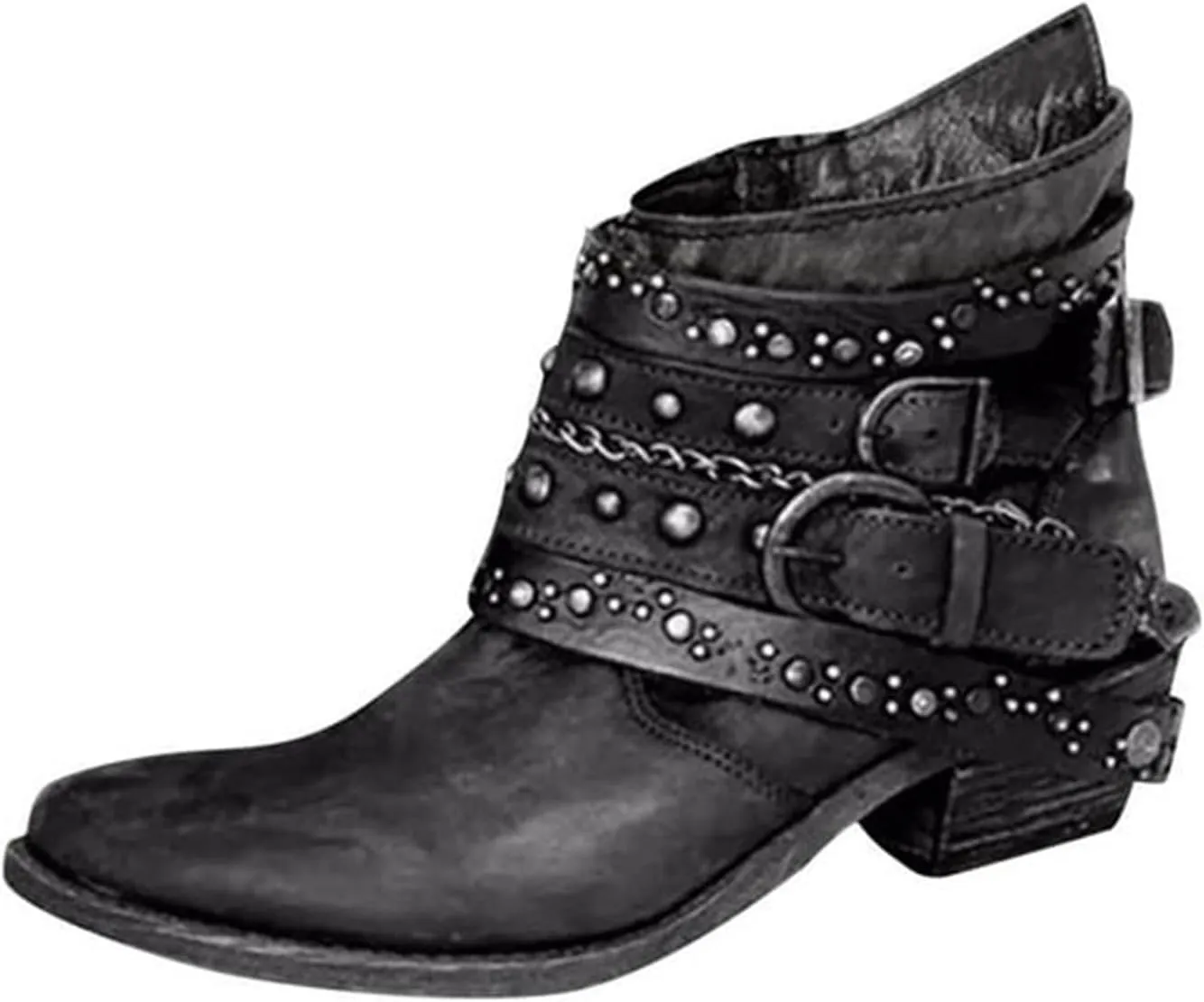 Winter Boots for Women Ankle Black Flat Booties Boho Boots for Women Womens Work Boot Solid Color Comfy Casual Lug Sole Low Heel Chelsea Fashion