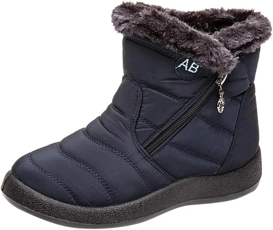 Winter Boots for Women Snow Boots for Women Women Flat Casual Comfortable Round Toe Short Bootie Footwear Warm Shoes