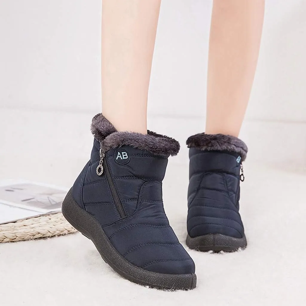 Winter Boots for Women Snow Boots for Women Women Flat Casual Comfortable Round Toe Short Bootie Footwear Warm Shoes