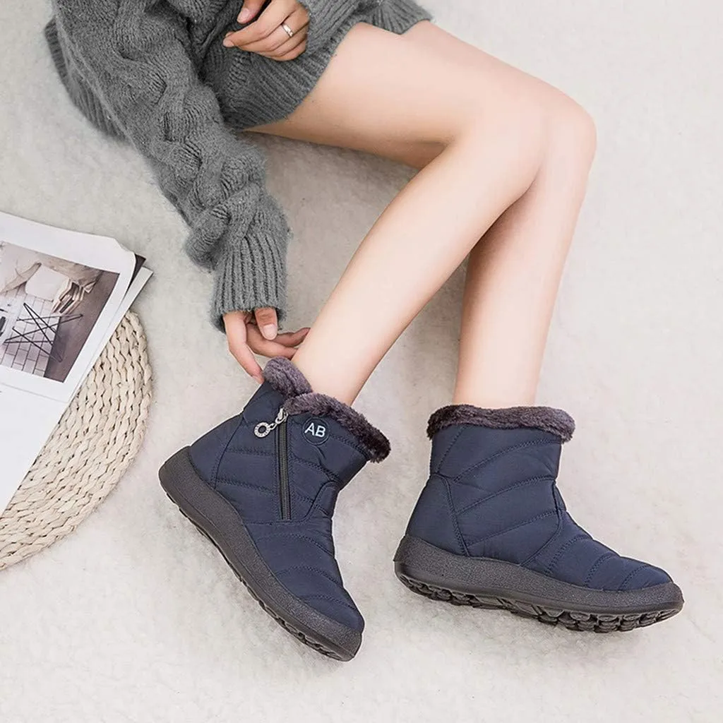 Winter Boots for Women Snow Boots for Women Women Flat Casual Comfortable Round Toe Short Bootie Footwear Warm Shoes
