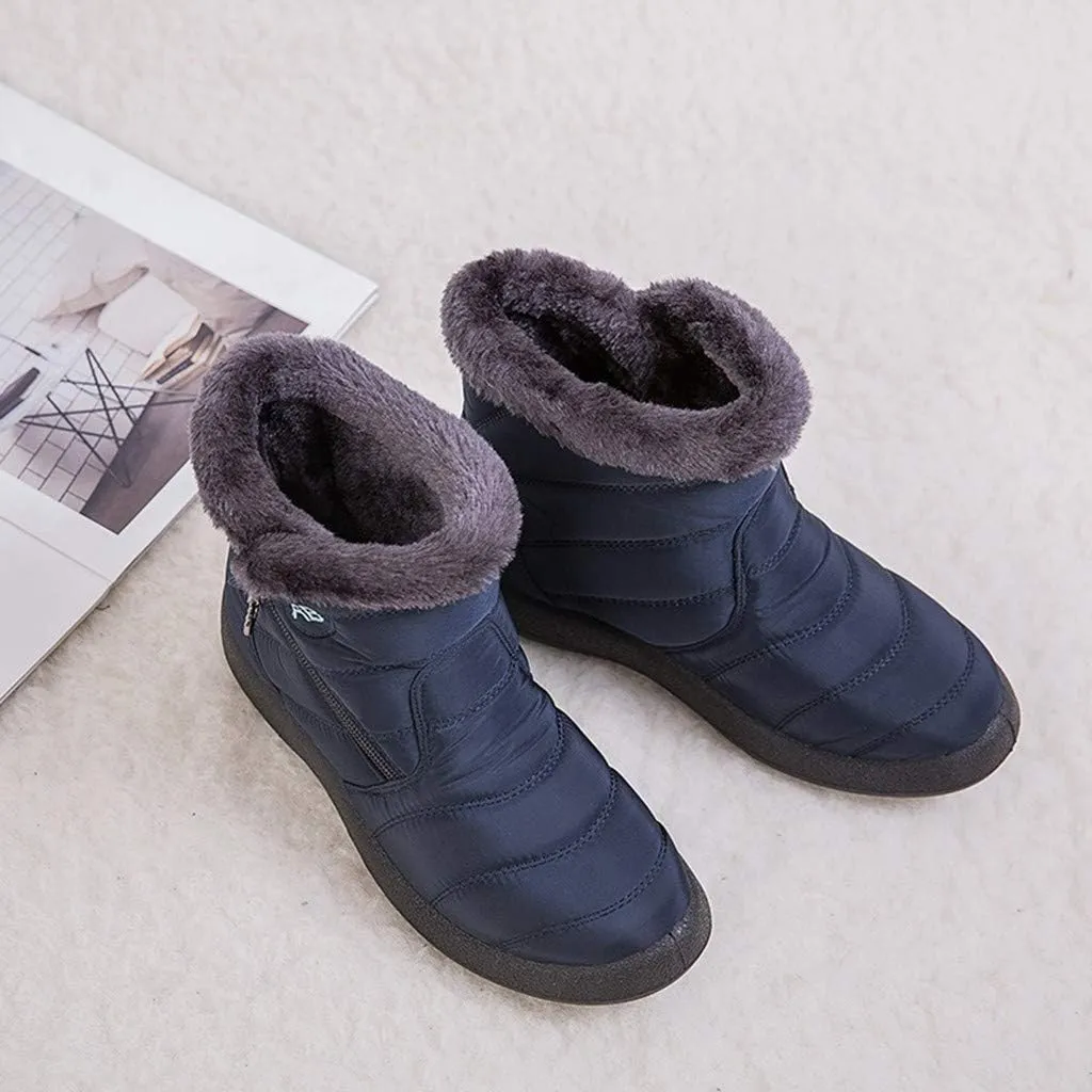 Winter Boots for Women Snow Boots for Women Women Flat Casual Comfortable Round Toe Short Bootie Footwear Warm Shoes