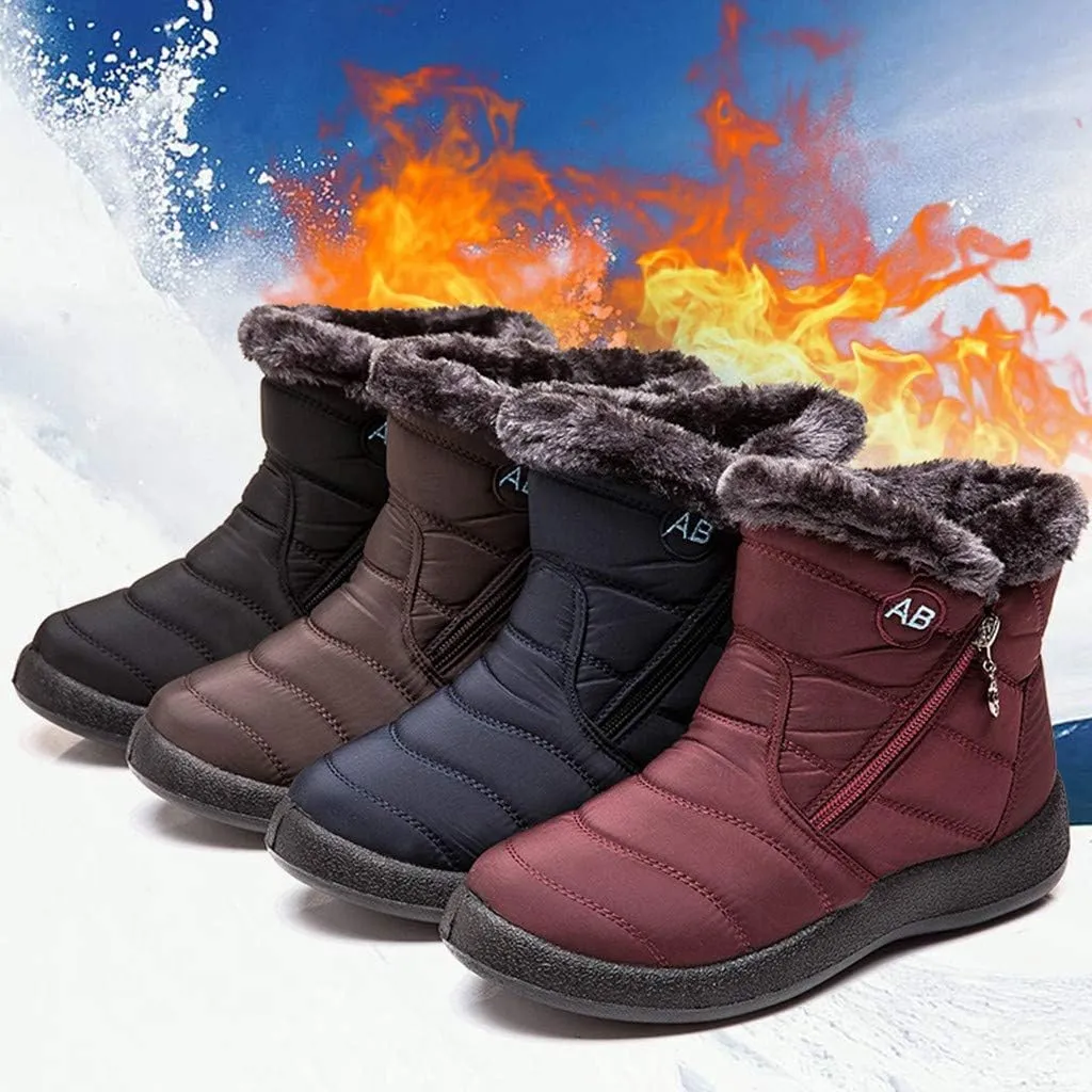 Winter Boots for Women Snow Boots for Women Women Flat Casual Comfortable Round Toe Short Bootie Footwear Warm Shoes