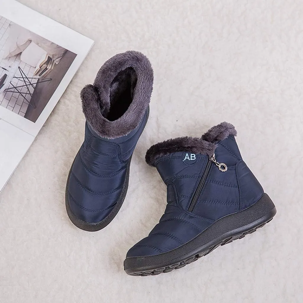 Winter Boots for Women Snow Boots for Women Women Flat Casual Comfortable Round Toe Short Bootie Footwear Warm Shoes