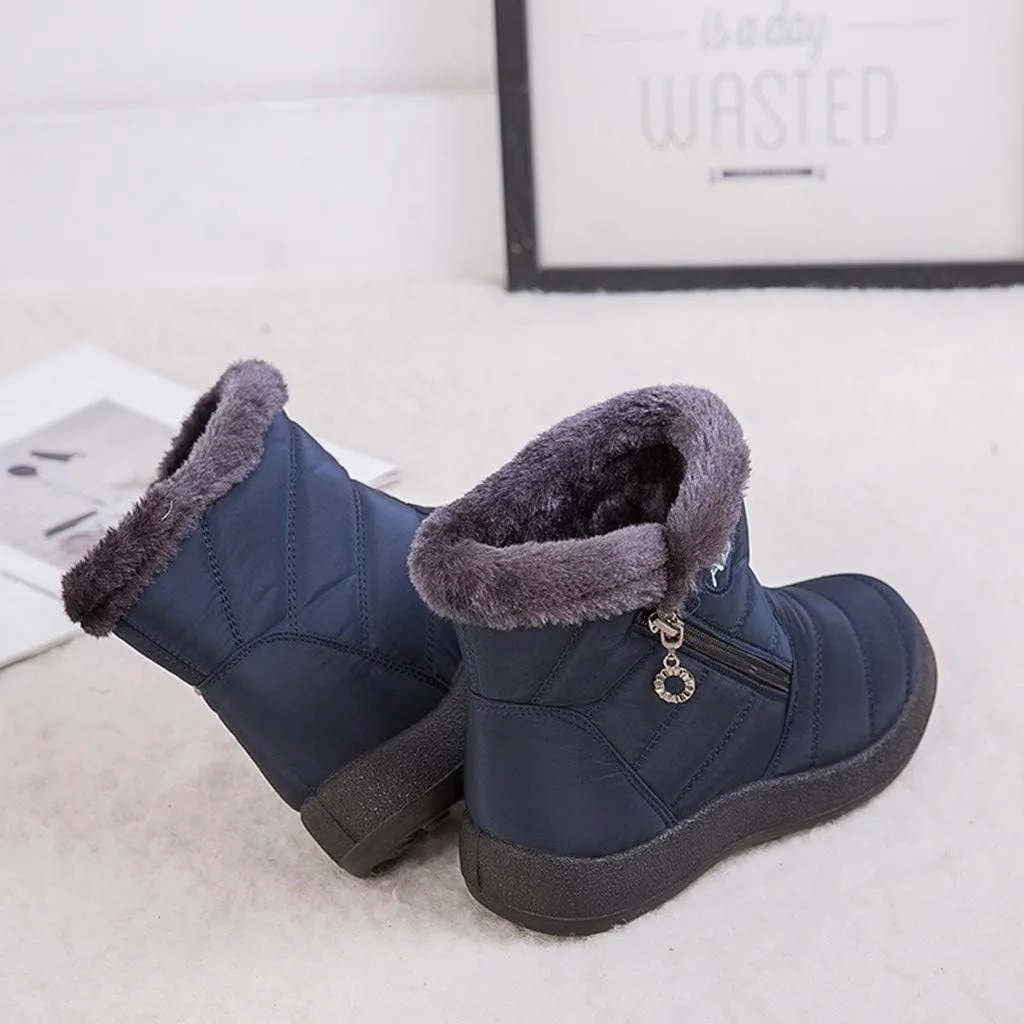 Winter Boots for Women Snow Boots for Women Women Flat Casual Comfortable Round Toe Short Bootie Footwear Warm Shoes