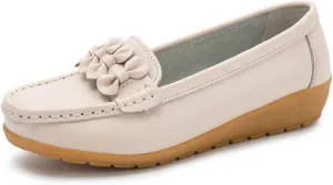 Women Nurse Sneakers, Comfortable Slip Resistant Breathable Bow Orthopedic Working Nursing Shoes, Casual Leather Loafers with Arch Support, Ideal for Nurse Healthcare Crews