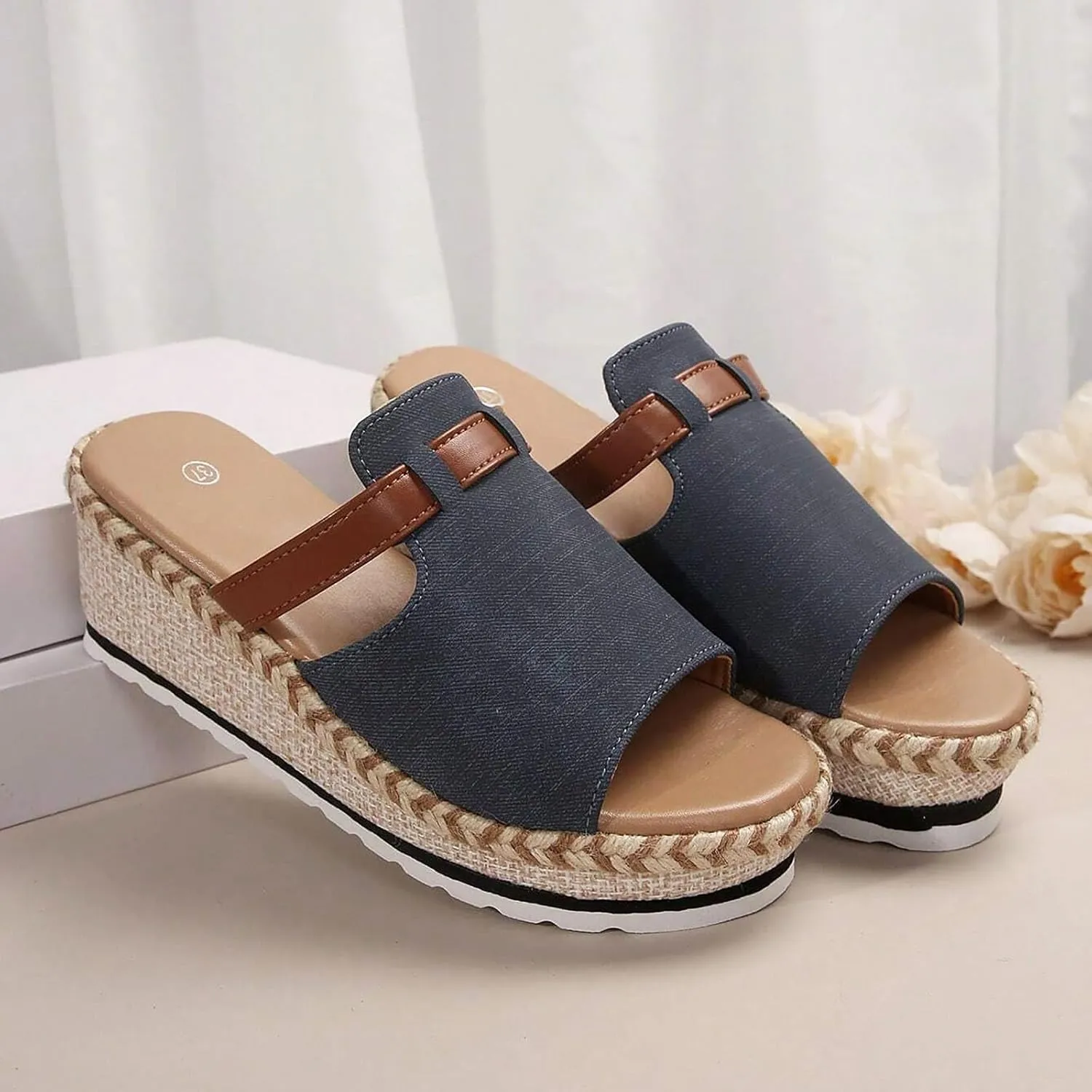 Women Orthopedic Platform Wedge Sandals Summer Dressy Open Toe Sandals Casual Slip on Beach Boho Outdoor Shoes