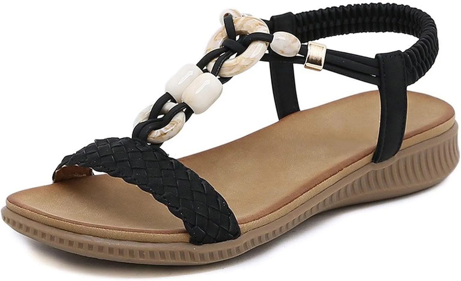 Women Sandals Arch Support Sandals Bohemian Braided Flat Sandals Comfort Walking Beach Shoes Summer Beach Sandal