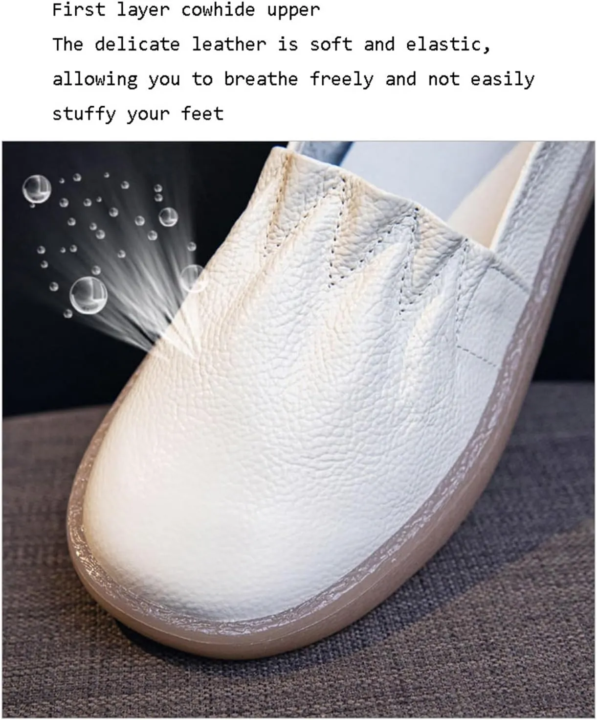 Women's 2024 Non Slip Slip-On Breathable Leather Nursing Shoes, Healthcare Orthopedic Nursing Shoes with Arch Support, for Medical Workers, Doctors, Healthcare Providers