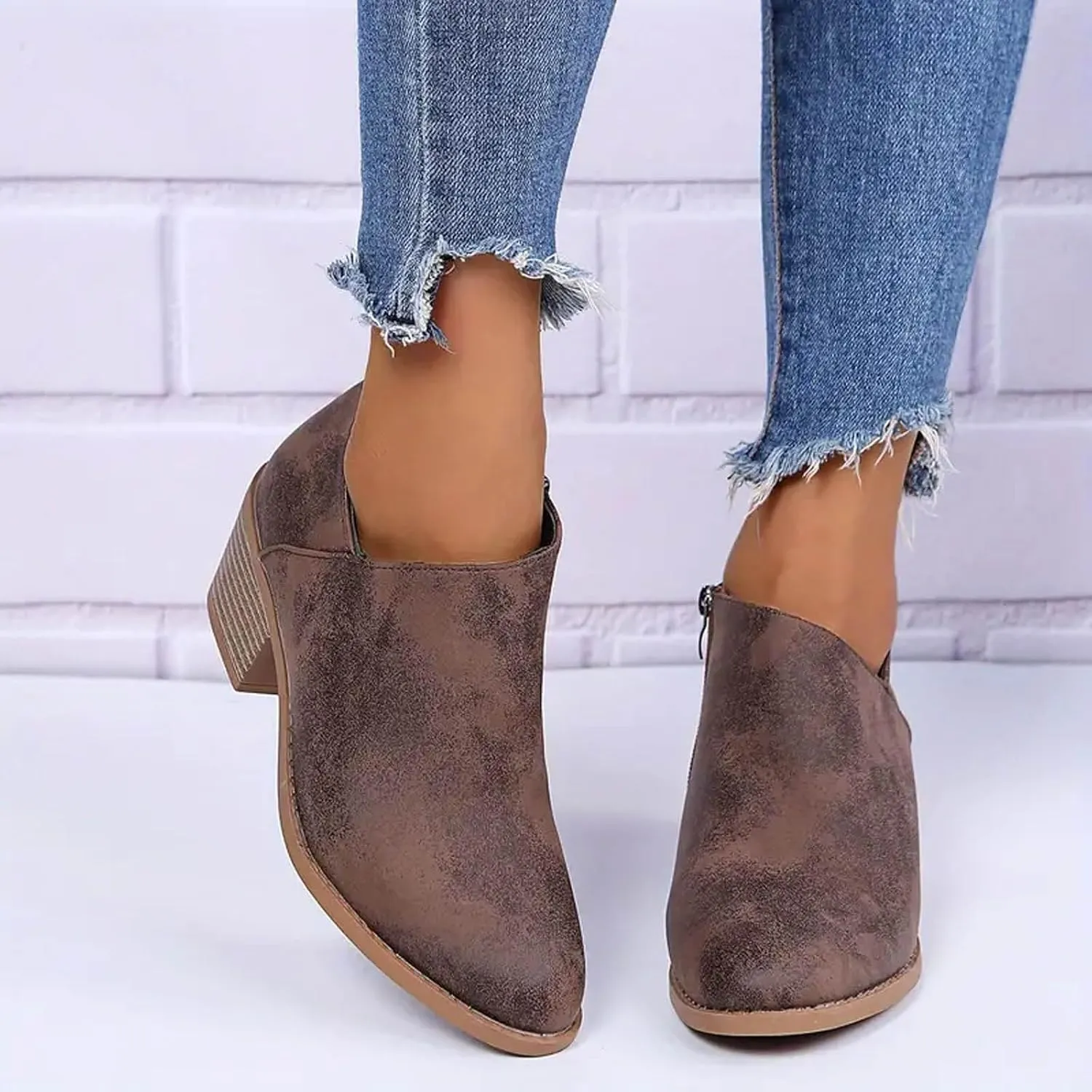 Women's Ankle Boot Fashion Boots Low Heels Riding Boots for Women Soft Leather for Comfortable Interior Fit Boots