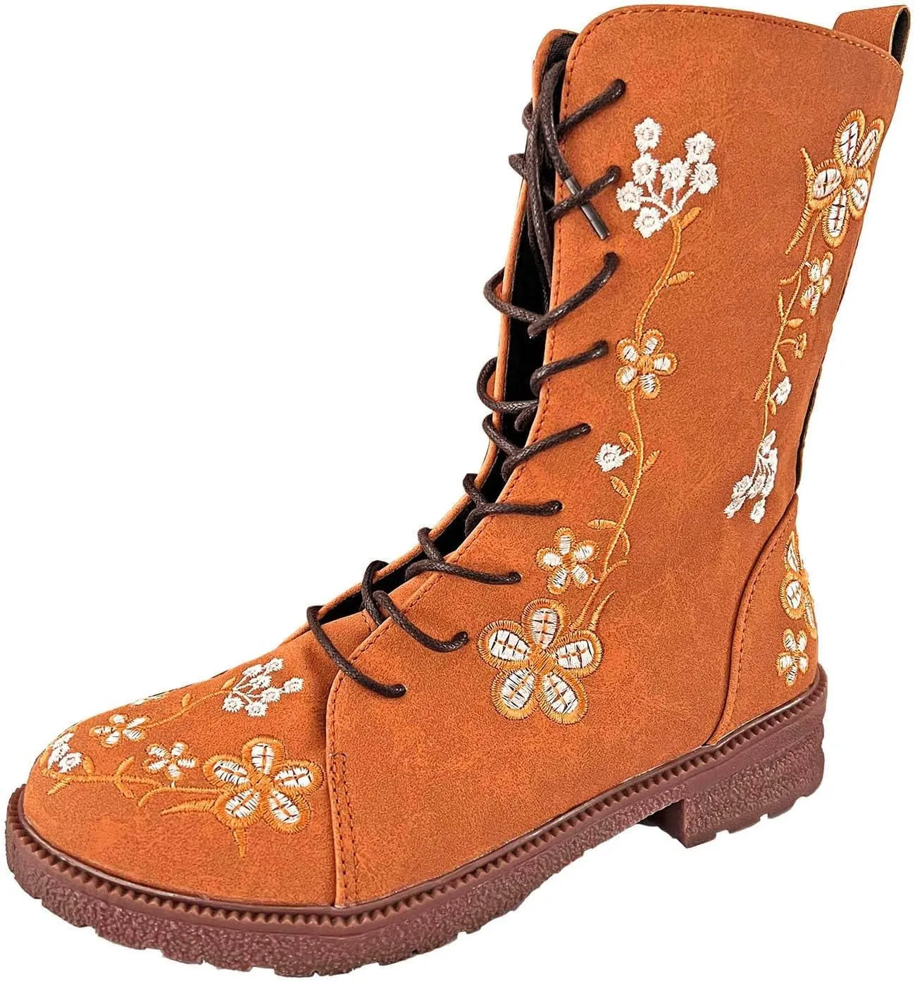 Womens Ankle Boots Western Boots Women Ladies Fashion Embroidered Mid Boots Women's Casual Chunky Heels Women's Boots
