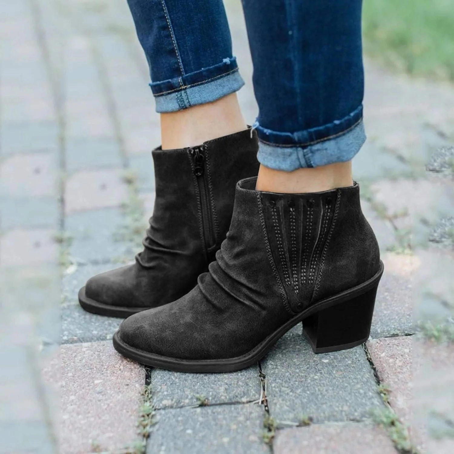 Womens Ankle Boots Wide Width 1 Inch Heel Womens Black Ankle Boots Low Heel Work Black Booties for Women Low Heel Leather Wide Width Black Leather Booties Silver Cowboy Boots Women Wide Calf Booties