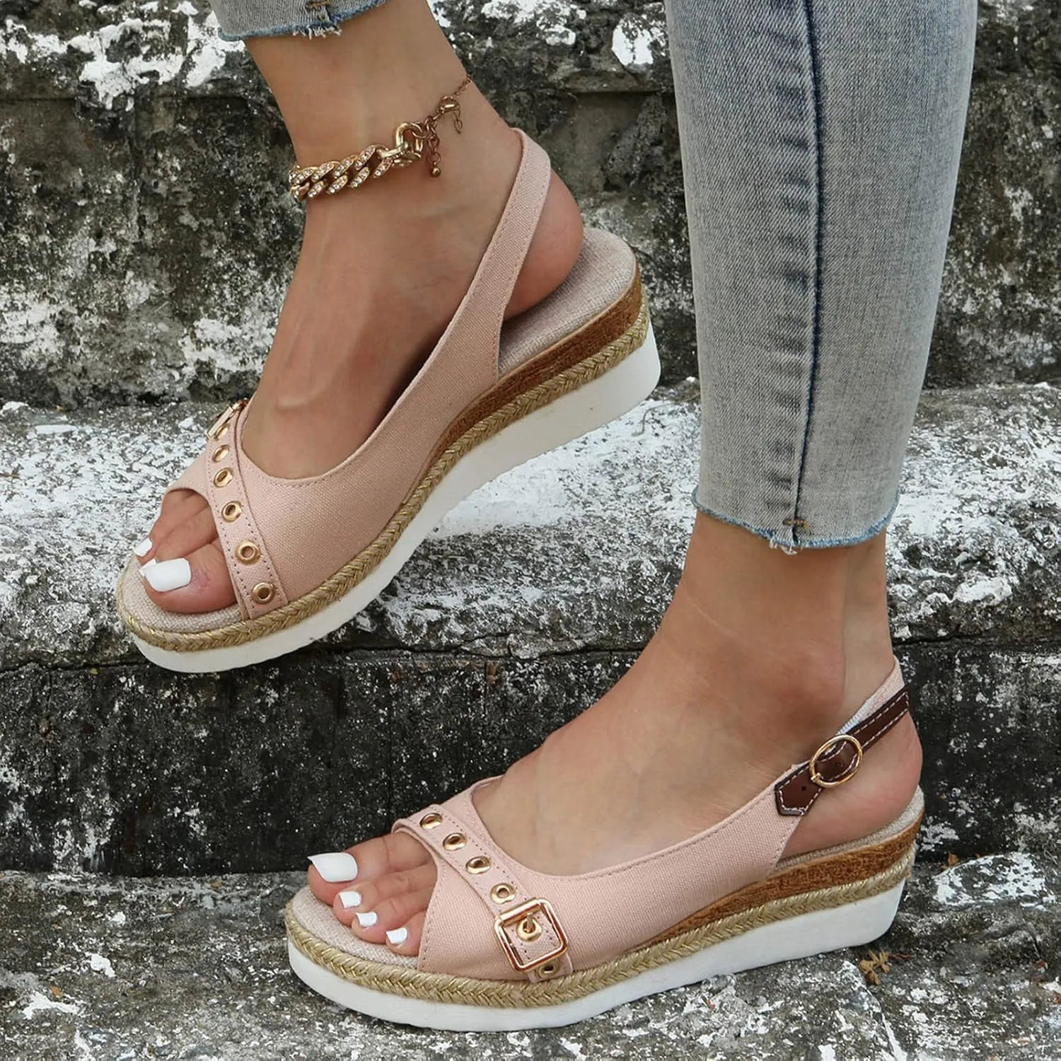 Women's Arch Support Platform Sandals Casual Summer Women Wedge Heels Shoes Orthopedic Hiking Sandals
