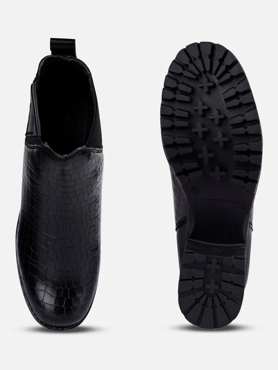 Women's Black Casual Boots (IU5004)