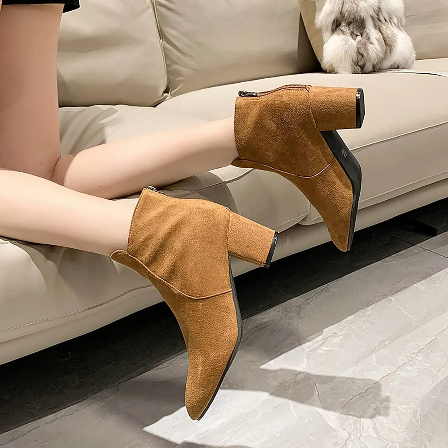 Womens Booties Ankle Women Booties Low Heel Flat Cowboy Boots for Women Mens Casual Boot Lightweight Cute Round Toe Closed Toe Wide Fit Available