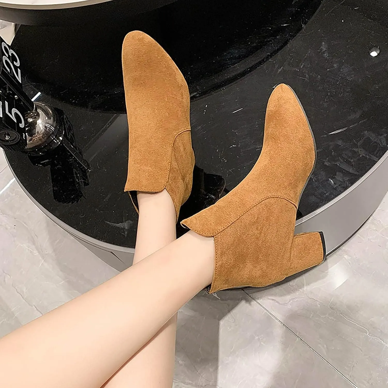 Womens Booties Ankle Women Booties Low Heel Flat Cowboy Boots for Women Mens Casual Boot Lightweight Cute Round Toe Closed Toe Wide Fit Available