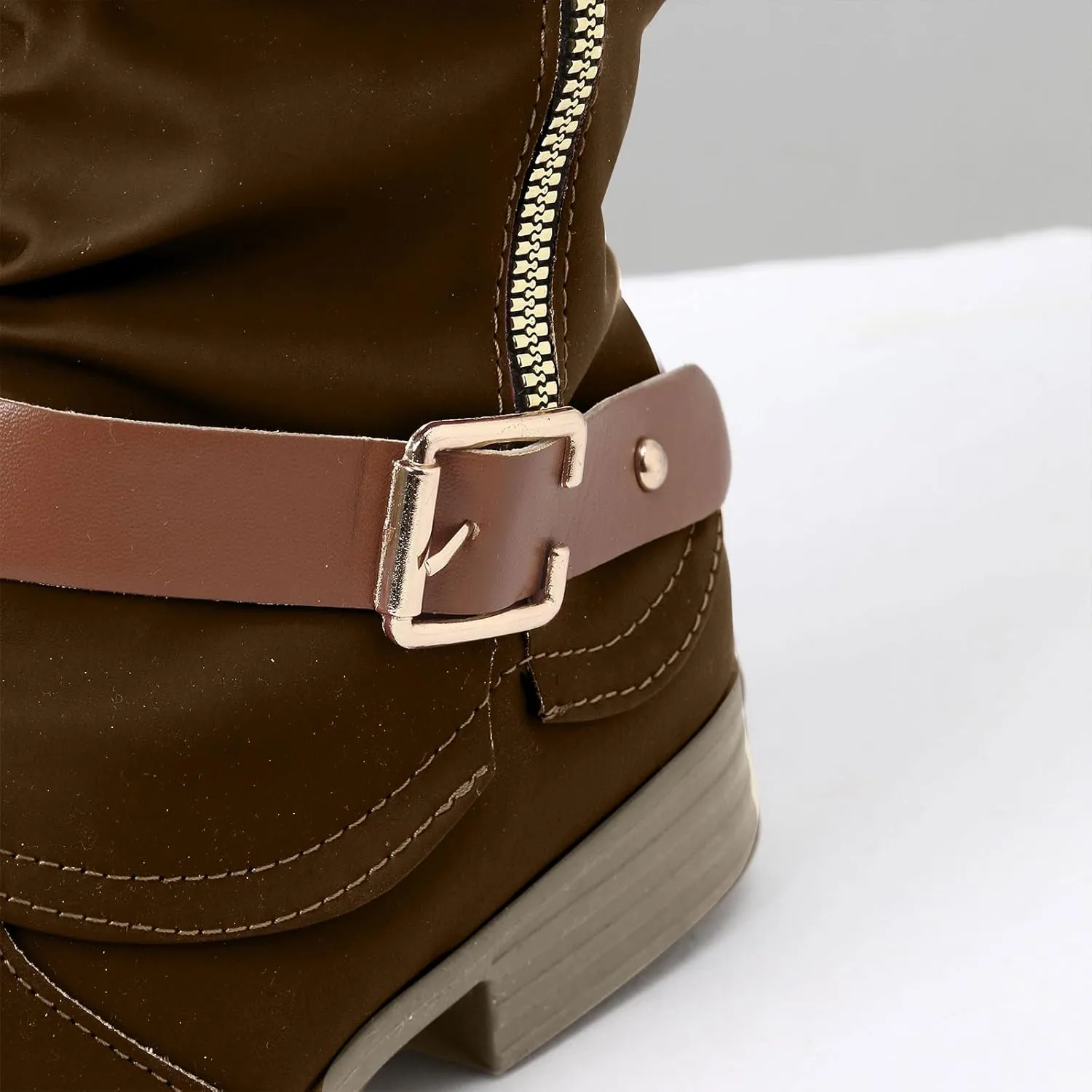 Womens Boots Fall Knee High Boots Women Low Heel Winter Boots for Women Casual Zipper Winter Tall Boots Low Heels