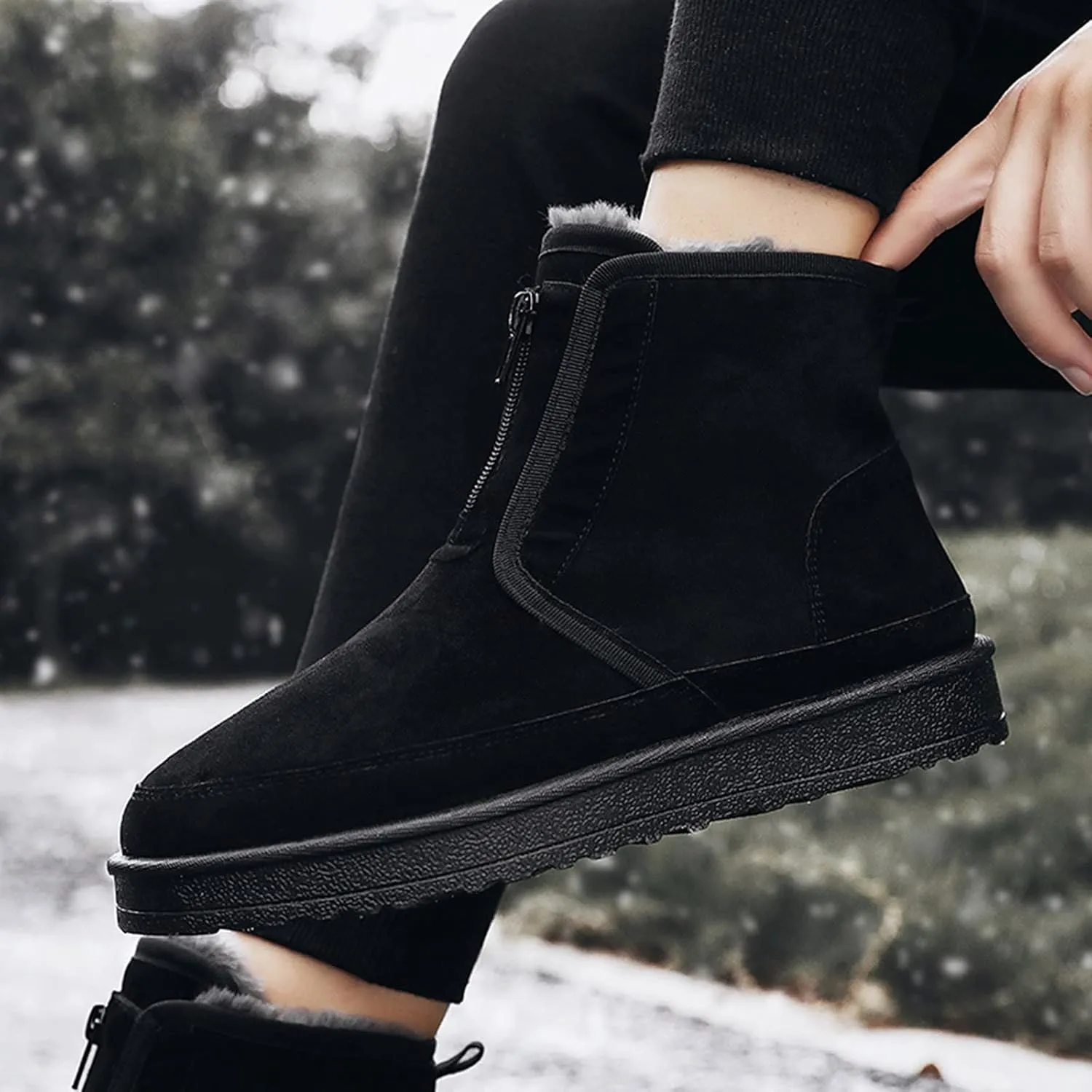 Womens Brown Snow Boots Size 11 Snow Boot Women Wide Ecetana Women Snow Slip on Waterproof Boots 7 Shoes, Female Mid Calf Winter Boots for Women Black Womens Tall Waterproof Boots