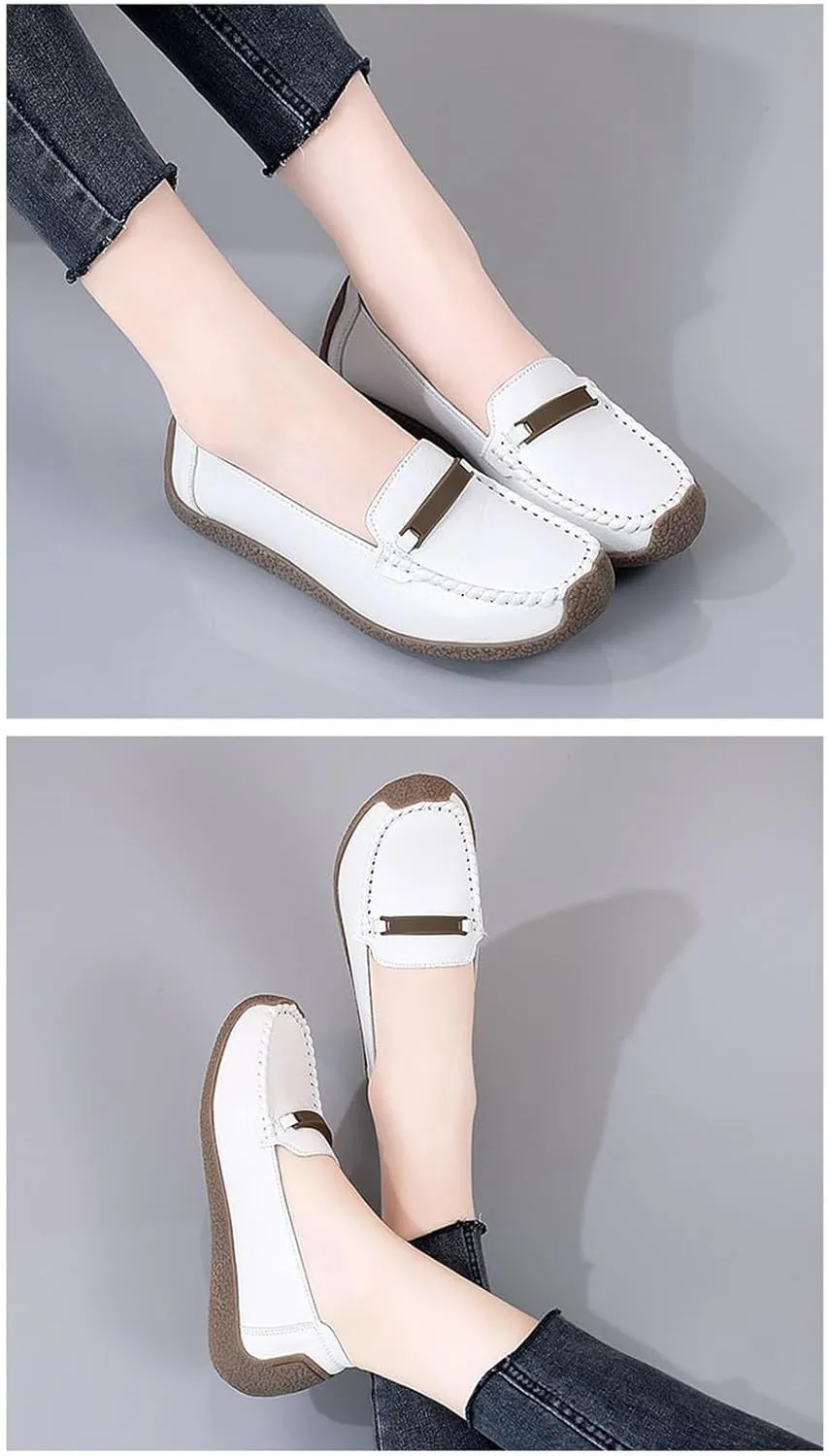 Women's Comfortable Spring Slip-On Breathable Leather Orthopedic Nursing Shoes, Non Slip Comfort Nurse Shoes with Arch Support, Ideal for Nurse Healthcare Crews Walking Shoes