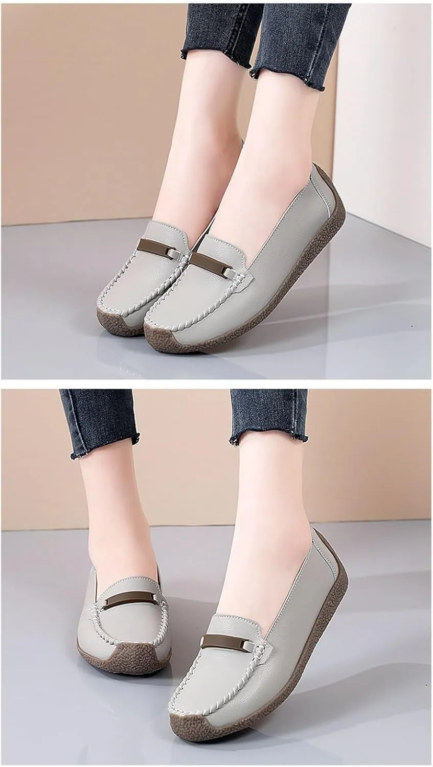 Women's Comfortable Spring Slip-On Breathable Leather Orthopedic Nursing Shoes, Non Slip Comfort Nurse Shoes with Arch Support, Ideal for Nurse Healthcare Crews Walking Shoes