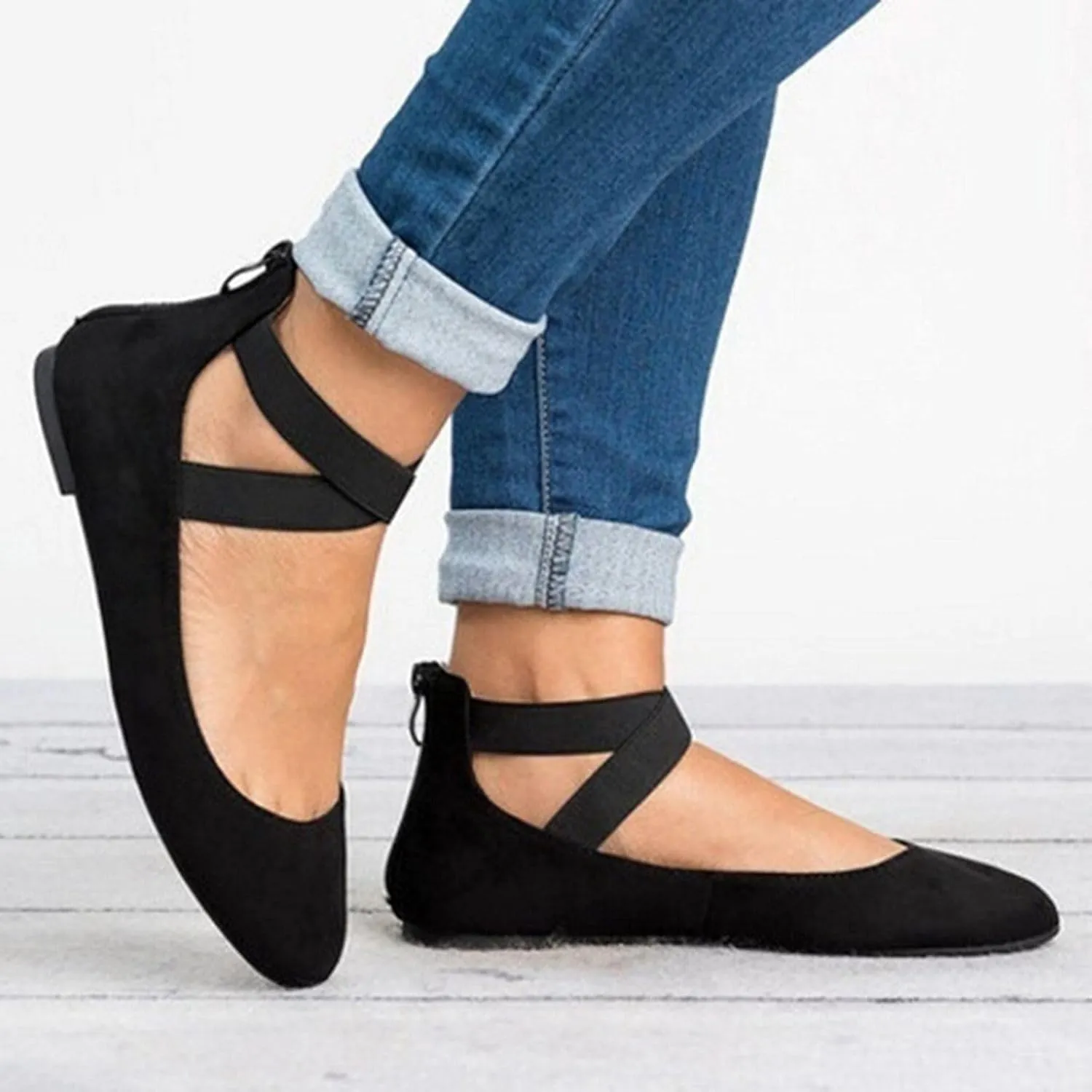 Women's Elastic Ankle Straps Flats Shoes Platform Sandals Espadrille Platform Wedges Sandals Casual Summer Closed Toe Sandal Dressy Crisscross Strap Ballerina Flats Lip on Flat Shoes 2025