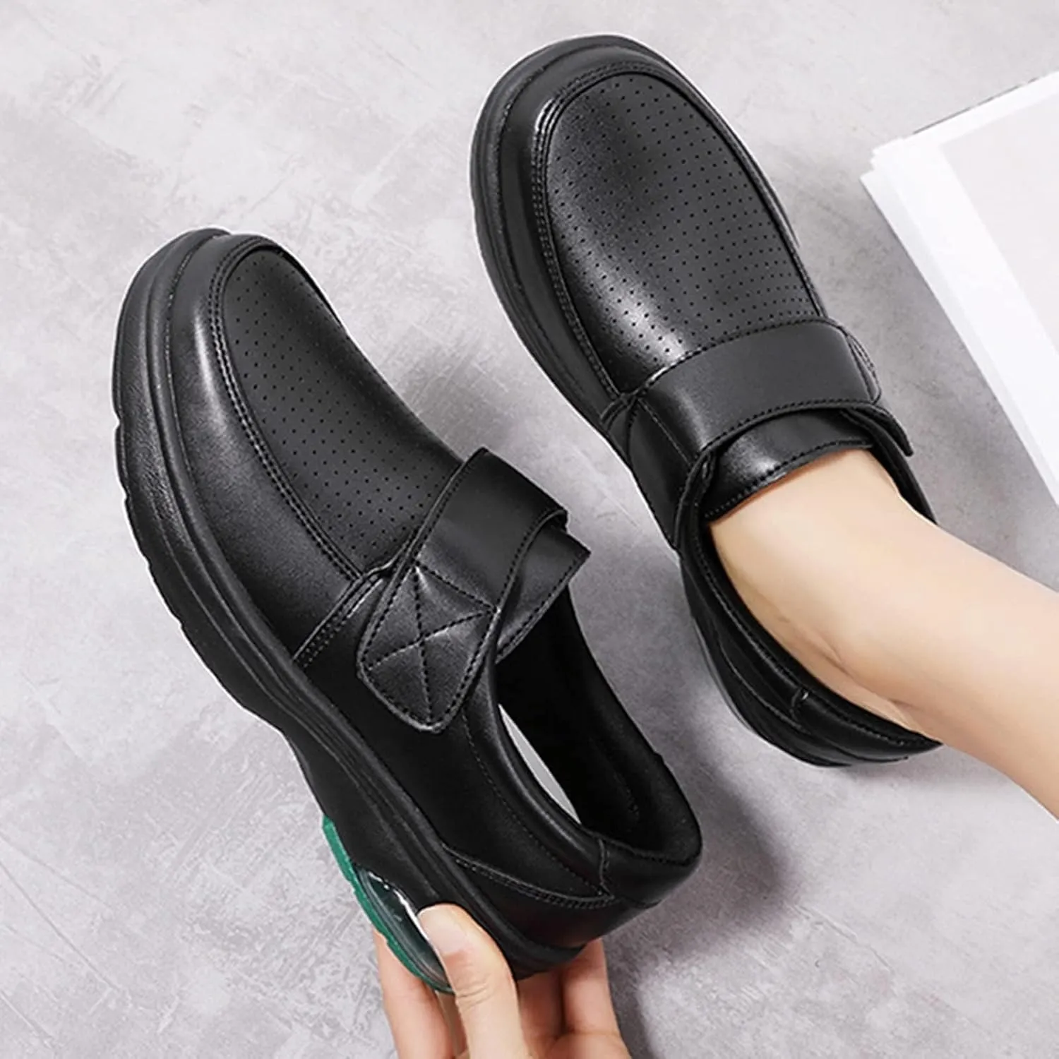 Women's Healthcare Nursing Shoes,Air Cushion Oil and Slip-Resistant Work Nurse Shoes for Women,Comfortable Breathable Orthopedic Walking Chef Shoes,for Hospital/Kitchen