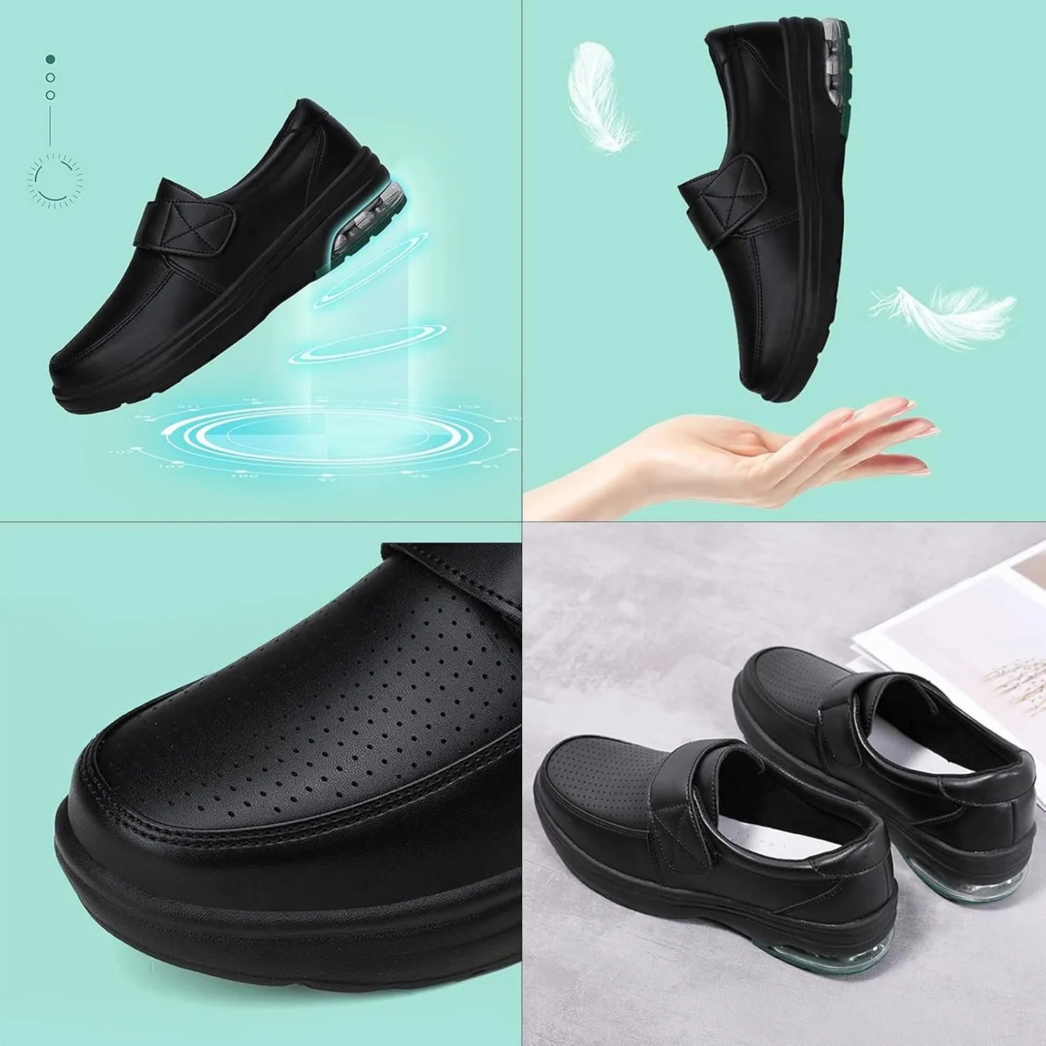 Women's Healthcare Nursing Shoes,Air Cushion Oil and Slip-Resistant Work Nurse Shoes for Women,Comfortable Breathable Orthopedic Walking Chef Shoes,for Hospital/Kitchen
