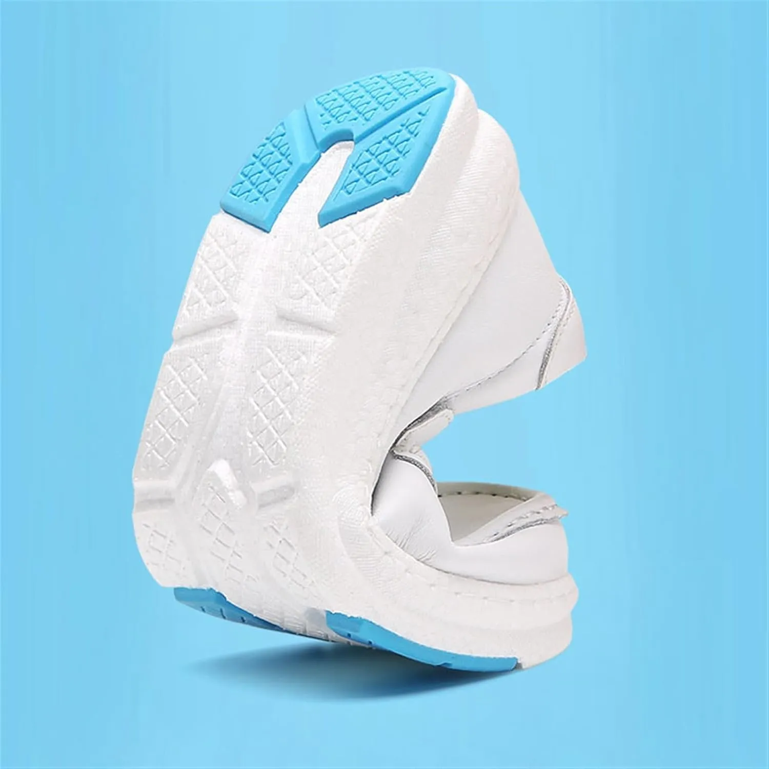 Womens Non Slip Nursing Shoes, Women's Leather Work Wide Fit Comfy Air Cushion Breathable Nursing Shoes, Slip-On Height Increase Orthopedic Shoes, for Medical Care