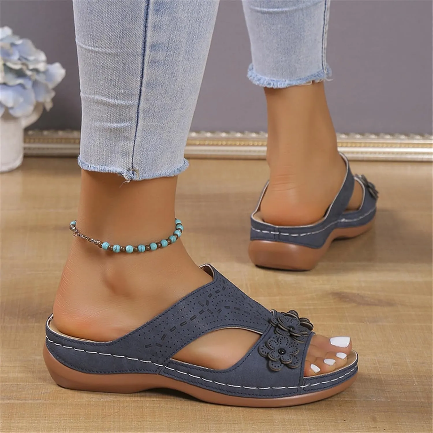 Womens Orthopedic Sandals Comfortable Dressy Arch Support Open Toe Slippers Flat Thong Sandals