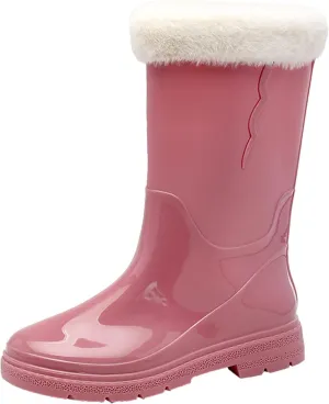 Womens Rain Boots Mens Snow Boots Waterproof Insulated Non-Slip Mid-Calf Boots Slip On Fishing Boots For Men